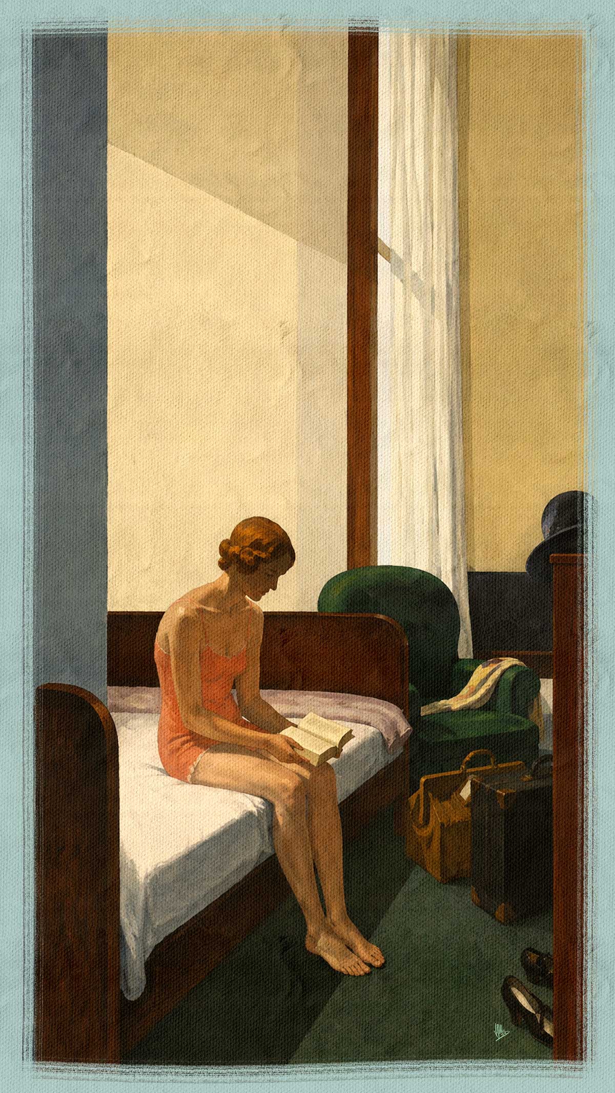 Mujer leyendo un libro en una habitación iluminada por la luz de una ventana